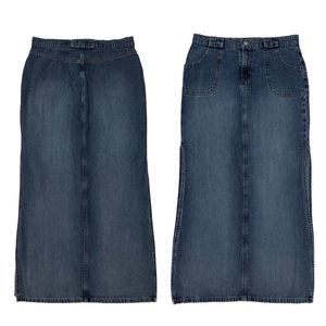 Vintage Paris Blues Midi Maxi Denim Jean Skirt 90s Y2K sz 5 Junior